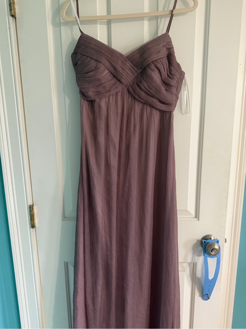 BHLDN Mauve Spaghetti-Strap Pleated Maxi Dress